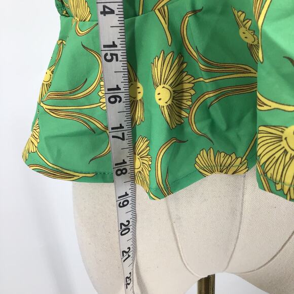 UNIQUE VINTAGE 6-8 M Green Floral Retro Pinup Peplum Halter Blouse Top NWT B116 - Picture 5 of 8